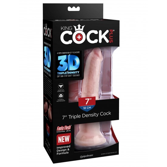 O dildo King Triple Plus de densidade tripla tem um eixo interno rígido, uma pele externa macia, detalhes de textura realistas e uma ventosa sólida! O design e a fórmula aprimorados oferecem realismo superior com um exte