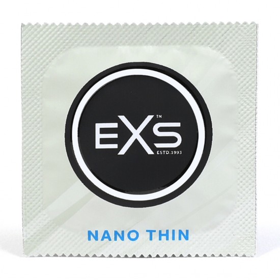 Os EXS Nano Thin estão entre os preservativos de látex de qualidade mais finos do mundo. Com 53 mm de largura, não têm cheiro de látex e dão a sensação de que você não está usando preservativo. Testados rigorosamente de