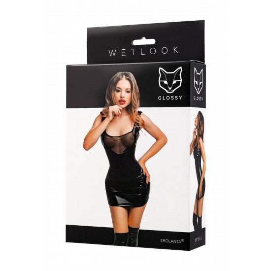 Vestido Rimma Brilhante – Preto, Tamanho L é um vestido elegante feito do popular material Wetlook, dando-lhe uma aparência brilhante e luxuosa . O vestido se ajusta perfeitamente ao corpo, acentuando as curvas