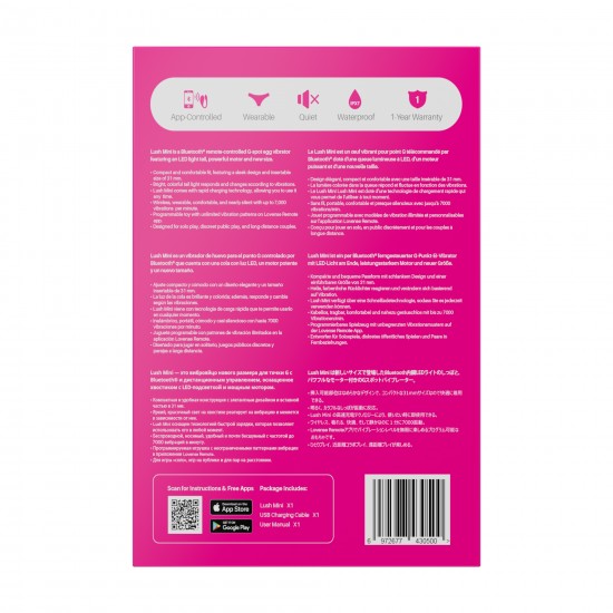 Aproveite a versão menor do Lush 4 com o Lush 4 mini. Este vibrador oferece infinitos modos de vibração controlados pelo aplicativo. A diferença no Lush 4 Mini é que ele tem uma largura de inserção de 31 mm (1,2 polegada