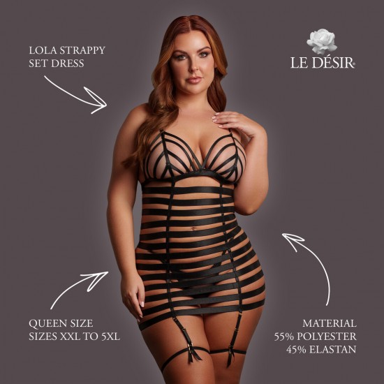 Vestido justo ao corpo com alças finas, detalhes ousados ​​nas alças abertas e um design sedutor com recortes. O tecido macio e super elástico veste tamanhos do XXL ao 5XL