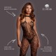 Body de renda transparente com um elegante design frente única e detalhes vazados sedutores. O tecido macio e super elástico veste do tamanho S ao XL.