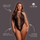 Body transparente com decote halter, detalhes vazados ousados ​​e silhueta sedutora. O tecido macio e super elástico veste do tamanho XL ao 5XL.
