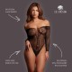 Body de renda transparente com mangas compridas e decote ombro a ombro. O tecido macio e super elástico veste do tamanho S ao XL.