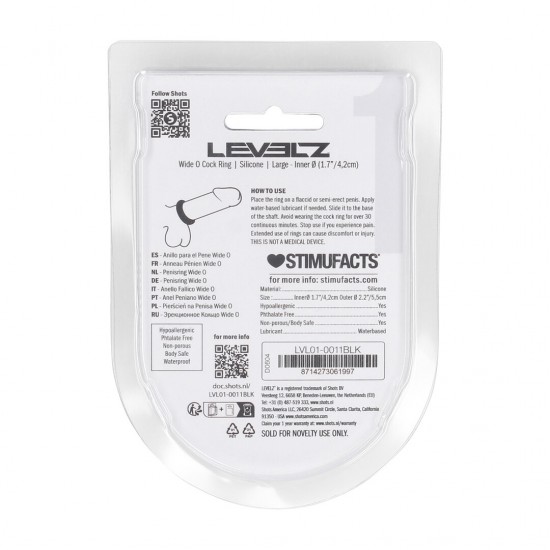 Anel peniano silicone largo O - L - 42 mm Eleve seu desempenho a outro nível com este anel peniano de silicone premium sem vibração da coleção LEVELZ. Projetado para um ajuste perfeito, ele ajuda a aumentar a firmeza e a durabilidade, ao mesmo tempo em que propo