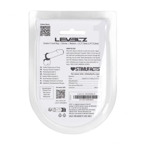Anel peniano silicone Double O - M Dobre a sensação com este anel peniano de alça dupla da coleção LEVELZ. Projetado para segurar tanto o pênis quanto as bolas, o Double O aumenta a força da ereção, proporcionando pressão extra e durabilidade. Feito de si