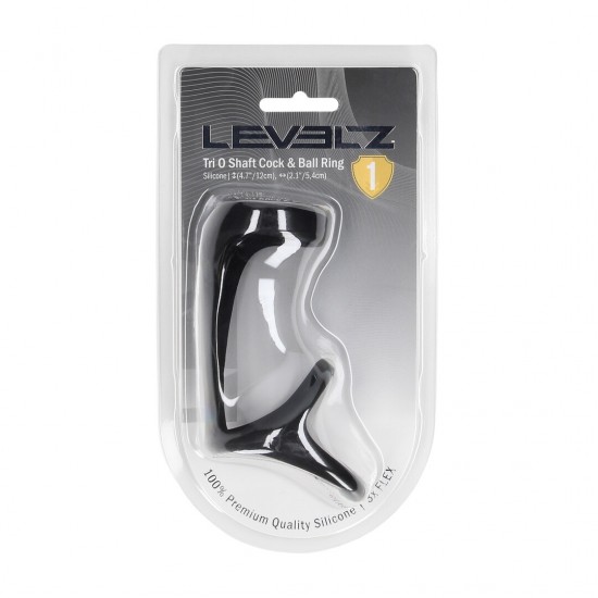 Este design Tri-O da coleção LEVELZ apresenta três alças conectadas: uma para o eixo, uma para o pênis e testículos, e um anel estabilizador adicional para um ajuste seguro e completo. Feito de silicone macio e seguro pa