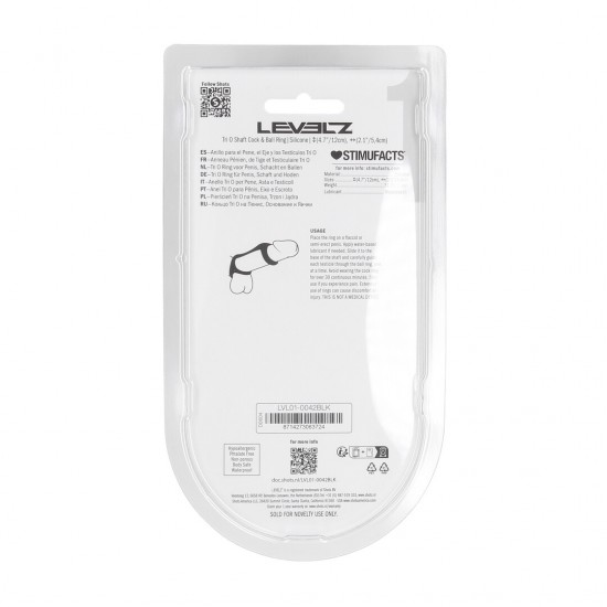 Este design Tri-O da coleção LEVELZ apresenta três alças conectadas: uma para o eixo, uma para o pênis e testículos, e um anel estabilizador adicional para um ajuste seguro e completo. Feito de silicone macio e seguro pa