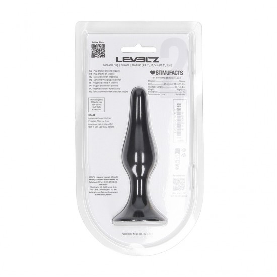 Plug Anal Fino de Silicone - M Elegante, suave e construído para precisão, o plug fino e cônico da coleção LEVELZ oferece inserção sem esforço e elasticidade sutil. Feito em silicone premium, este design Level 2 apresenta um formato estreito e gradual
