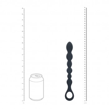 Cordão anal de silicone com contas e alça - preta