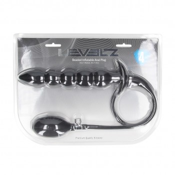 Plug anal insuflável de silicone com contas - Preto