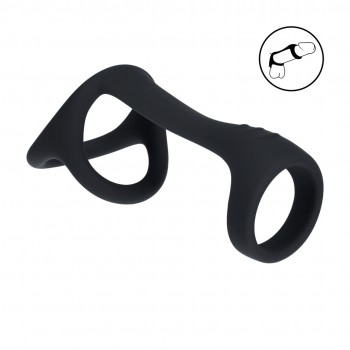 Anel peniano e escrotal de silicone Tri O - Preto