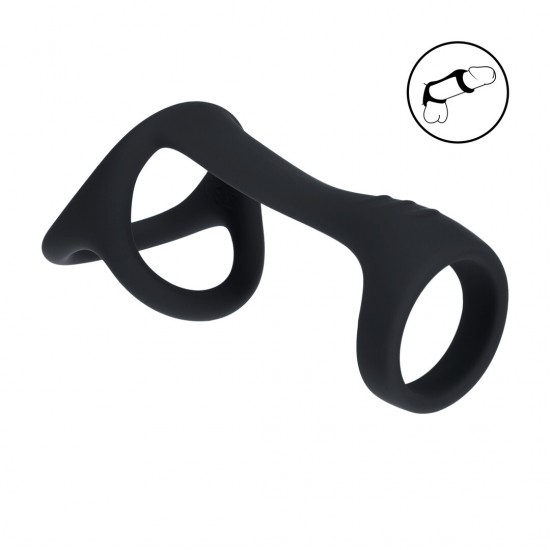 Este design Tri-O da coleção LEVELZ apresenta três alças conectadas: uma para o eixo, uma para o pênis e testículos, e um anel estabilizador adicional para um ajuste seguro e completo. Feito de silicone macio e seguro pa