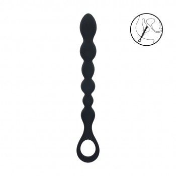 Cordão anal de silicone com contas e alça - preta Cordão anal de silicone com contas e alça - preta