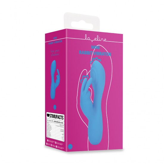 Descubra o Mini Vibrador Rabbit da Loveline. Um vibrador compacto em formato de coelho, projetado para manuseio confortável e controle fácil. Seu formato permite estimulação dupla de maneira simples e discreta. Com múlti