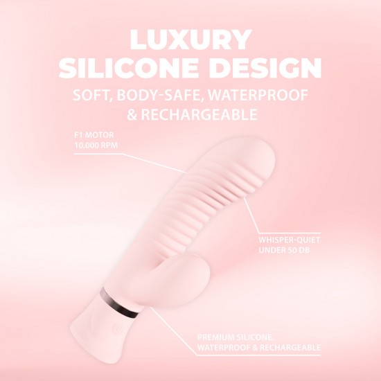 O Mystique da Loveline International, Coleção Paris, é um vibrador rabbit com nervuras para o ponto G, com 10 funções para uma experiência versátil. Com seu funcionamento silencioso abaixo de 50 dB, proporciona prazer di