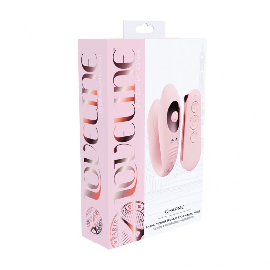 Charme - Remote Control Vib O Charme da Loveline International, Coleção Paris, é um vibrador com motor duplo para ponto G e clitóris, com 10 funções. Operando a menos de 50 dB, garante prazer discreto, proporcionando até 50 minutos de satisfação co