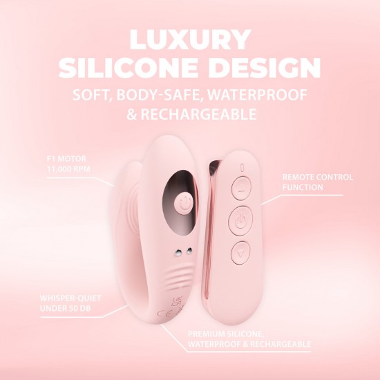 Charme - Remote Control Vib O Charme da Loveline International, Coleção Paris, é um vibrador com motor duplo para ponto G e clitóris, com 10 funções. Operando a menos de 50 dB, garante prazer discreto, proporcionando até 50 minutos de satisfação co