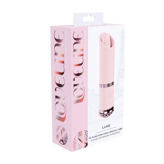Luxe - Mini Lipstick Vib Da Coleção Loveline International Paris, o Luxe é a personificação da elegância em um formato compacto. Este mini vibrador para batom com 10 funções apresenta uma ponta vibratória com formato exclusivo para estimulação p
