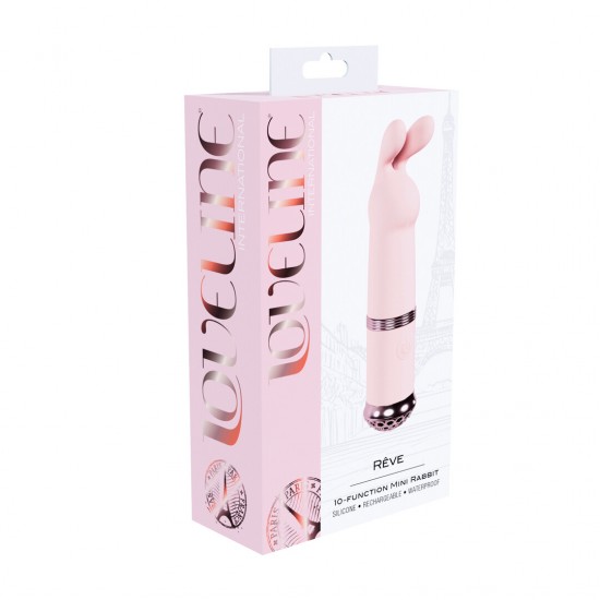 Da Coleção Loveline International, Paris, é uma maravilha de prazer em miniatura. Este vibrador compacto em formato de coelho possui 10 funções e um design elegante com uma luz que muda de cor a cada modo, adicionando el