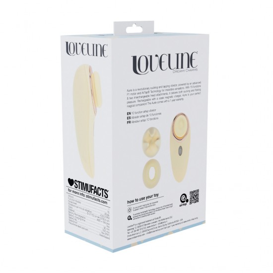 Aurie é um vibrador revolucionário com função de sucção e vibração, equipado com um motor F1 avançado e a tecnologia AirTap® para sensações irresistíveis. Com 15 funções (5 modos de sucção, vibração e tapotagem) e dois a