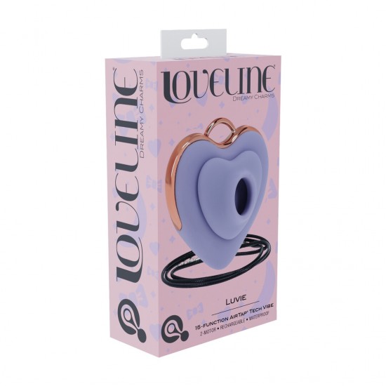 Luvie é um vibrador fofo em formato de coração que também funciona como um colar estiloso. Com 15 funções, impulsionado por um motor F1 avançado e um motor com tecnologia AirTap®, oferece sensações de vibração e sucção (