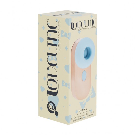 O Budsie é um vibrador pequeno, em formato de fone de ouvido, repleto de recursos. Com 10 funções de vibração, um motor F1 avançado e a tecnologia AirTap®, ele proporciona 5 sensações de vibração e sucção através de uma