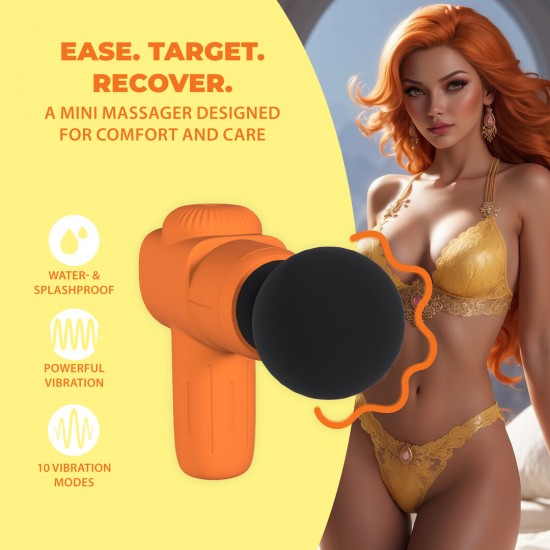 Conheça o Mini Massageador Microboost Recarregável da Loveline. Uma mini pistola de massagem potente e compacta, projetada para caber perfeitamente na palma da sua mão. Com 10 funções de vibração, o Mini Massajador Micro