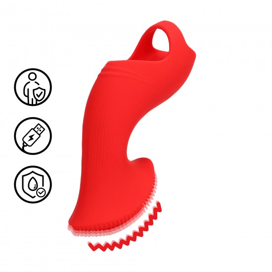 Textured Finger Vib - Sunrise Red Este pequeno vibrador de dedo texturizado proporciona vários níveis de intensidade e estimulação intensa. Ideal para estimular suas zonas erógenas, como clitóris, mamilos ou outras áreas sensíveis do corpo. Perfeito para