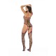Deixe-se levar pelos seus impulsos mais selvagens com este body de rede com estampa de cobra, adornado com um sedutor motivo de cobra e rosa que mescla perigo e desejo. Elásticos em vermelho vibrante contornam o corpo, e