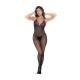 Exiba suas curvas neste elegante body de rede com bojos de renda, detalhes em contraste, decote halter e costas abertas.