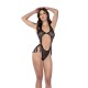 Brilhe intensamente com este body de malha sensual, adornado com strass que cintilam pelo corpo como poeira estelar. Franjas delicadas adicionam um toque de movimento sedutor. Ousado, divertido e feito para cativar.