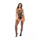 Deixe-se levar pelos seus impulsos mais selvagens com este body de rede com estampa de cobra, adornado com um sedutor motivo de cobra e rosa que mescla perigo e desejo. Elásticos em vermelho vibrante contornam o corpo, e