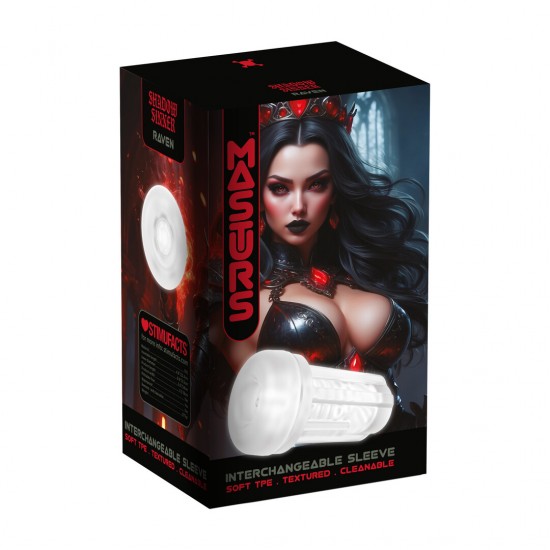 Leve o prazer com o Raven a um novo patamar com esta capa intercambiável de TPE texturizada. O material macio e seguro para o corpo, o TPE, oferece uma sensação realista, enquanto as texturas internas proporcionam uma va