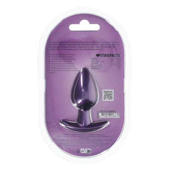 O plug anal Ouch! Médio de 7,9 cm (3,1"), com sua linda cor metálica, é único em sua categoria. Seja para uso individual ou com seu parceiro(a), explore novos prazeres com estes belos plugs de silicone macio da Ouch!.