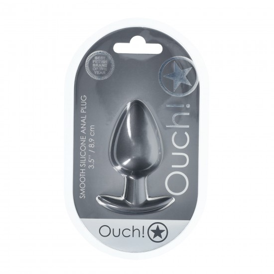 O Plug Anal Grande Ouch! de 3,5'' / 8,9 cm, com sua linda cor metálica, é único. Seja sozinho ou com seu parceiro, explore novos prazeres com estes lindos plugs de silicone macio Ouch!