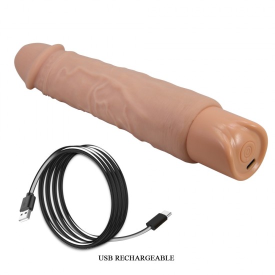 Este vibrador realista proporciona um prazer incrível para ela! Parece um pênis de verdade, é longo e grosso, com um motor potente e uma glande realista. Possui um design e funções simples e clássicas, é recarregável via