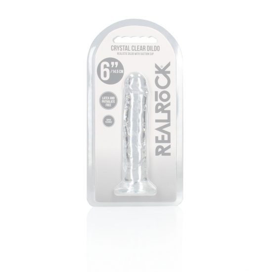Dildo Realistico com ventosa - 6" Pronto para um orgasmo CRISTALINO? Alcance o seu clímax com estilo com estes dildos transparentes e de formato bonito. Este dildo consegue ver através de si e sabe exatamente como gosta dele. Este dildo é adequado para u