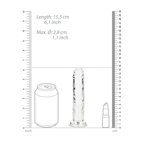Dildo Realistico com ventosa - 6" Pronto para um orgasmo CRISTALINO? Alcance o seu clímax com estilo com estes dildos transparentes e de formato bonito. Este dildo consegue ver através de si e sabe exatamente como gosta dele. Este dildo é adequado para u