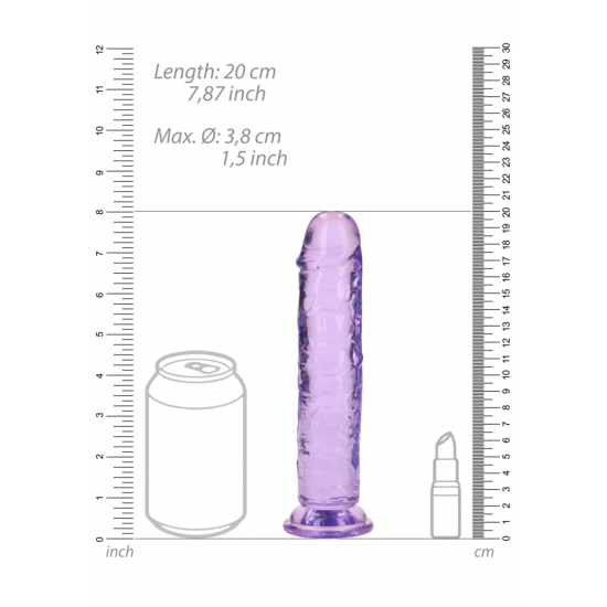 Dildo realista reto com ventosa - 7'' / 18 - Roxo Pronto para um orgasmo CRISTALINO? Alcance o seu clímax com estilo com estes dildos transparentes e de formato bonito. Este dildo consegue ver através de si e sabe exatamente como gosta dele. Este dildo é adequado para u