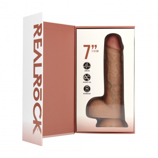 Divirta-se ao máximo com este dildo vibratório firme e macio ao toque, da RealRock®. Suas veias realistas de aparência natural no eixo, combinadas com o tamanho certo e design semelhante à pele, dão a você estimulação ex