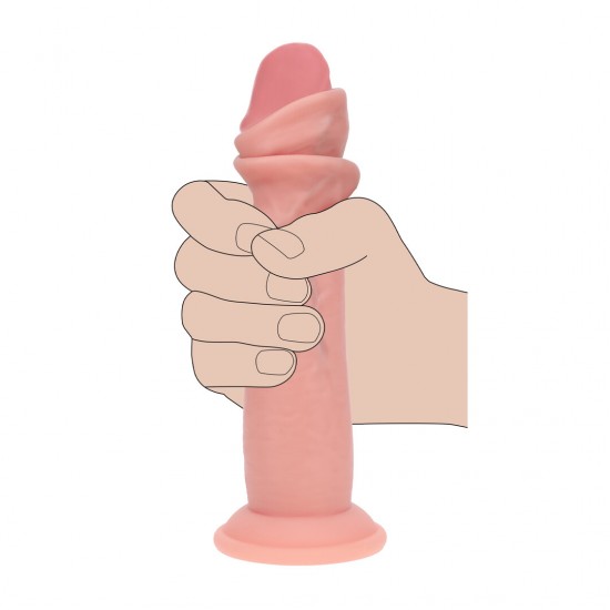Este Pénis Realista de silicone de dupla densidade com textura deslizante oferece o equilíbrio perfeito entre realismo e conforto, graças à sua inovadora construção de duas camadas. O núcleo interno firme proporciona uma