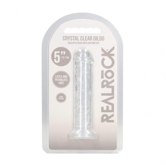 Este modelo REALROCK CRYSTAL CLEAR apresenta uma silhueta suave e elegante, projetada para uma estimulação confortável e focada. Seu formato refinado proporciona uma sensação realista, mantendo um design versátil e minim