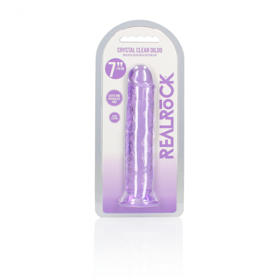 Dildo realista reto com ventosa - 7'' / 18 - Roxo Pronto para um orgasmo CRISTALINO? Alcance o seu clímax com estilo com estes dildos transparentes e de formato bonito. Este dildo consegue ver através de si e sabe exatamente como gosta dele. Este dildo é adequado para u