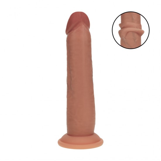 Este Pénis Realista de silicone de dupla densidade com textura deslizante oferece o equilíbrio perfeito entre realismo e conforto, graças à sua inovadora construção de duas camadas. O núcleo interno firme proporciona uma