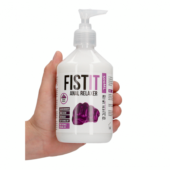 Anal Relaxer - 500 ml Fist It Professional é um lubrificante à base de água. Adequado para uso com preservativos de látex. Testado dermatologicamente, sem gordura, incolor, inodoro e insípido. Modo de usar: Aplique a quantidade de gel desejad