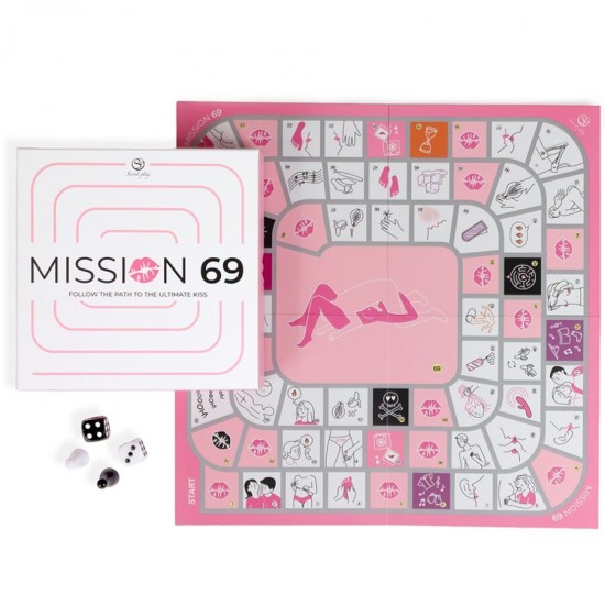 MISSÃO 69 é um jogo de tabuleiro para casais que os levará a uma jornada erótica em espiral.Complete os desafios picantes que os aguardam até chegarem à casa 69 para um final inesquecível.Como jogar:O jogador mais velho