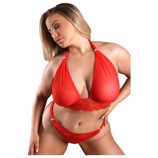Sutiã frente única em renda e tule com calcinha sem fundo e detalhes em pérola.Composição:Renda: 90% Nylon, 10% Elastano; Tule: 95% Nylon, 5% Elastano.