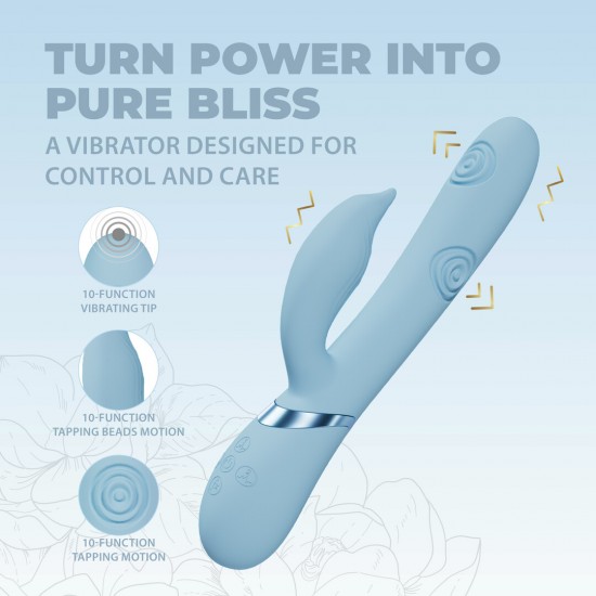 O vibrador VIVE065 é superior à concorrência. Três motores de nova geração F1 com 10 velocidades e funções, controlados independentemente, alimentam este vibrador de design elegante. Possui função de vibração na ponta pa