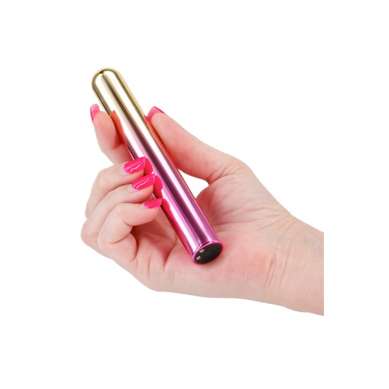 Sunrise by Chroma - uma coleção de vibradores finos e elegantes contendo vibrações robustas e prazeres coloridos. Resistente à água, recarregável e ideal para viagens. Dimensões do produto: 5,43 x 0,75 x 0,75 polegada